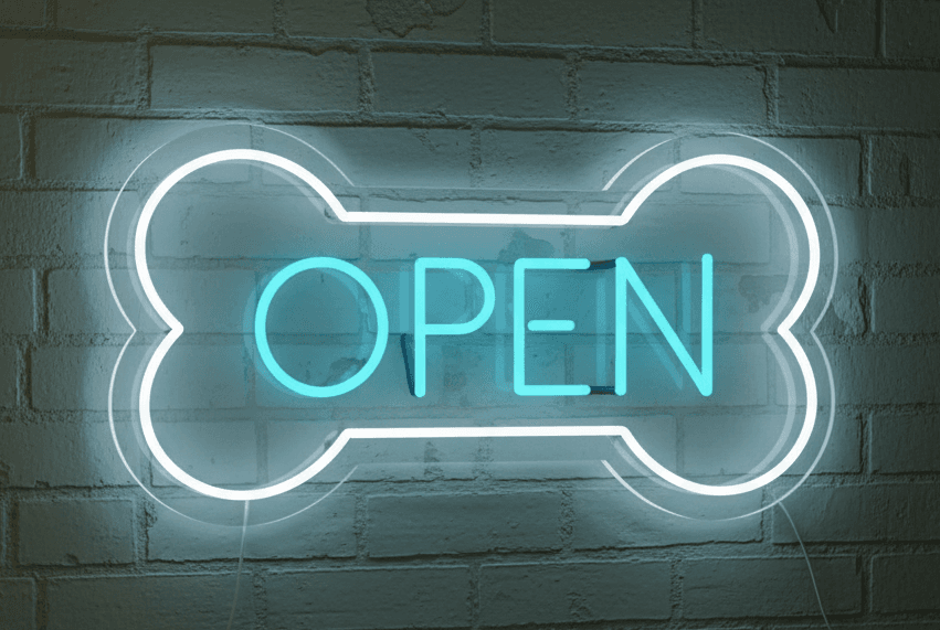 Bone Shaped Open Neon Sign for Pet Shop, Dog Gift, Room Decor, LED Light Decoration, Veterinary Sign, Business Neon Board, Birthday Light, Dog Shop Decor, Neon Light Room, Animal Themed Sign