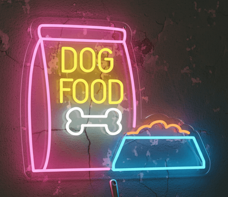 Dog Food Neon Sign 19x24 | LED Neon Light for Pet Shops, Dog Grooming, Veterinary Clinics, Pet Supply Stores & Home décor | Energy-Efficient, Durable, Eye-Catching Wall Sign for Business Visibility