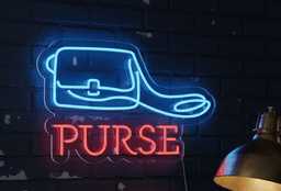 Purse Neon Sign 15x24 Inch | Blue & Red LED Neon Light with Purse Outline and Text | Fashion-Inspired Neon Artwork for Bedroom, Closet, Living Room, Retail Stores, Salons, Boutiques, Events & Parties 1