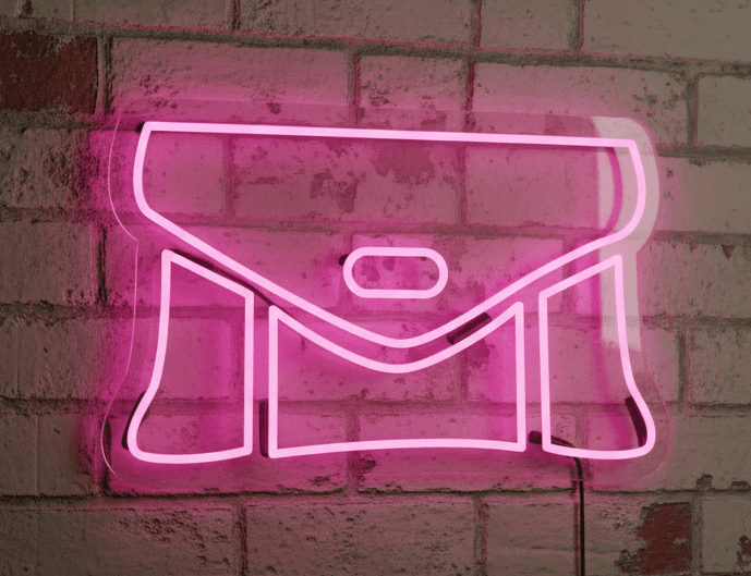 Envelope Clutch Handbag Neon Sign 14x23 Inch | LED Purse Shape Neon Light | Fashion-Inspired Neon Wall décor for Bedroom, Closet, Living Room, Salons, Boutiques, Retail Stores, Parties, and Weddings
