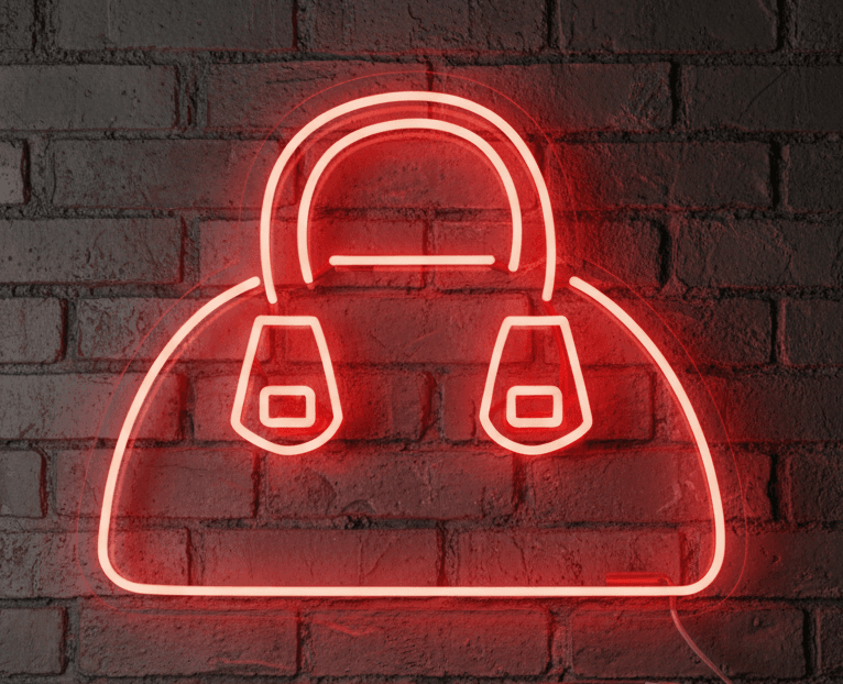 Handbag Neon Sign 20x24 Inch | Large LED Purse Shape Wall Light | Fashion-Inspired Neon Art for Bedroom, Living Room, Boutiques, Salons, Retail Shops, Parties, Events, and Modern Home Decoration