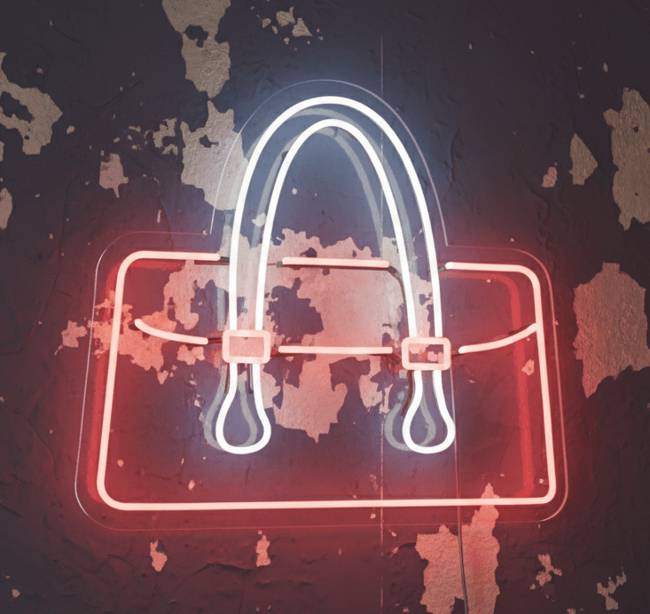 Stylish 21x24 Inch Handbag Neon Sign – Fashion-Inspired Red & White LED Wall Light for Boutique décor, Bedroom, Vanity, Events, Weddings, Parties, Retail Displays – Durable & Energy Efficient