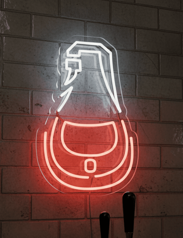 Custom Neon Sign | 21x14 Inch Handbag Shape Red & White LED Neon Wall Light | Boutique décor, Retail Store Display, Bedroom Accent Lighting, Fashion-Inspired Wall Art, Event and Party Backdrop