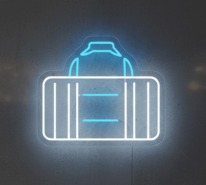 Custom Neon Handbag LED Sign | 17x20 Purse Shape Wall Light for Fashion Boutiques, Retail Stores, Home décor, and Events | Stylish Blue and White Energy-Efficient Neon Light for Modern Displays