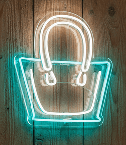 Custom Neon | Tote Handbag Neon Sign | Chic Fashion-Inspired LED Wall Light for Boutiques, Retail Displays, Bedroom décor, Vanity Corners & Event Styling | 20x19 | Blue and White Accent Lighting 1