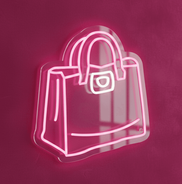 Custom Neon | Handbag with Buckle Neon Sign | Energy-Efficient LED Wall Light for Fashion Boutiques, Retail Stores, Bedroom and Event décor | 18x16 | Pink and White