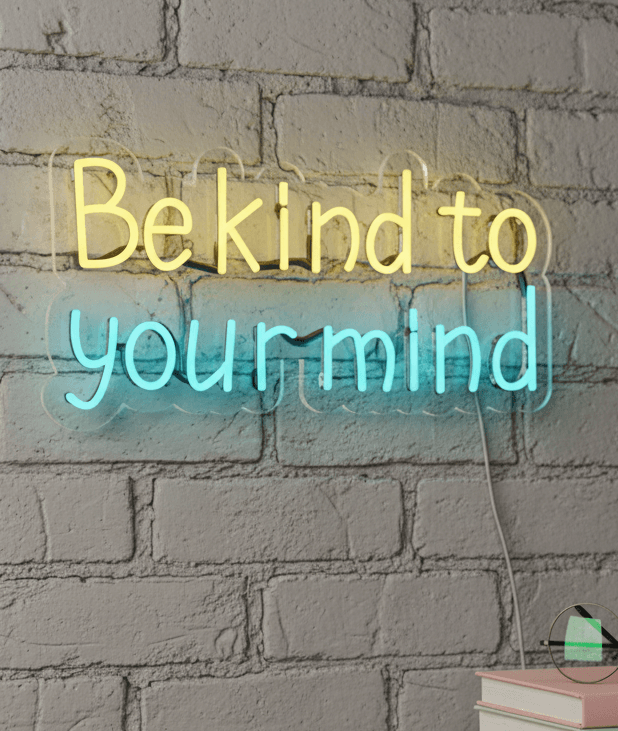 Be Kind to Your Mind Neon Sign 24x13 LED Wall Light, Neon Wall Decor for Bedroom, Room Light Decorative, Warm White Wall Light, Birthday Decor, Custom Neon Sign, Aesthetic Room Decor Gift