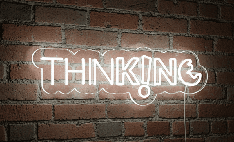 Neon Flex Thinking Sign 30x10, Plug-in LED Thinking Light,  Neon Thinking Display, Motivational Wall Art, Inspirational Thinking Neon Board, Custom White Neon Sign for Home Office Decor