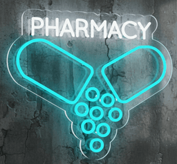 Neon Flex Pharmacy Sign Plug-in LED Light 18x21,  Custom Neon Pharmacy Display, Medical Capsule Neon Wall Decor, Blue and White Pharmacy Neon Flex Board, Premium Plug-in Clinic Sign 1
