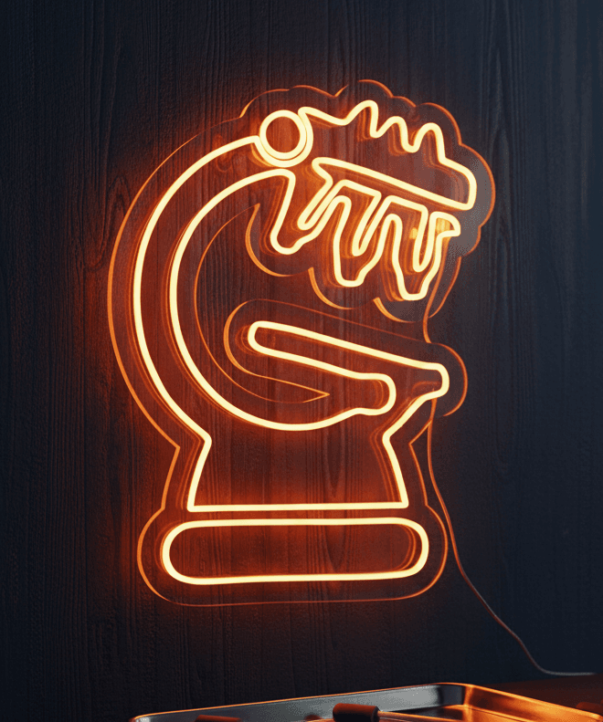 Custom Neon | Microscope Neon Sign Plug In |  Flexible LED Neon Flex Microscope Wall Decor | Educational Science Lab Student Light | No Battery | Amazon India | Size 30x22