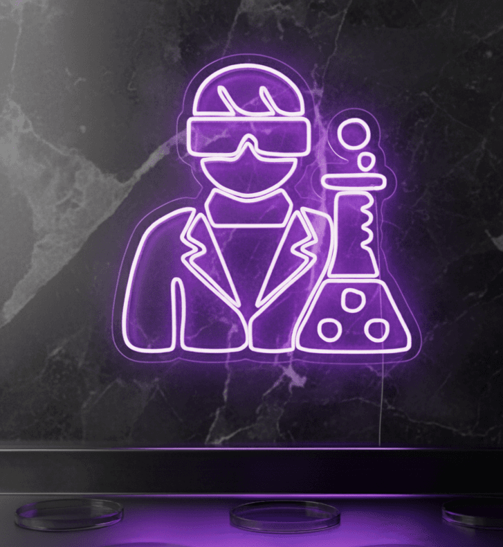 neon flex scientist sign plug in 30x30,  scientist neon light india, plug in neon scientist logo,scientist wall decor, scientist neon sign no battery, led neon flex scientist board amazon