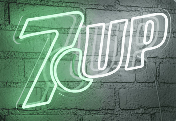 Neon Flex 7UP Sign 16x24, Plug-in Neon 7UP Light,  7UP Neon, Custom Neon Flex 7UP Board, LED Neon 7UP Logo, Wall Mount 7UP Neon Drink Decor, Flexible 7UP Neon Wall Sign for Home Bar