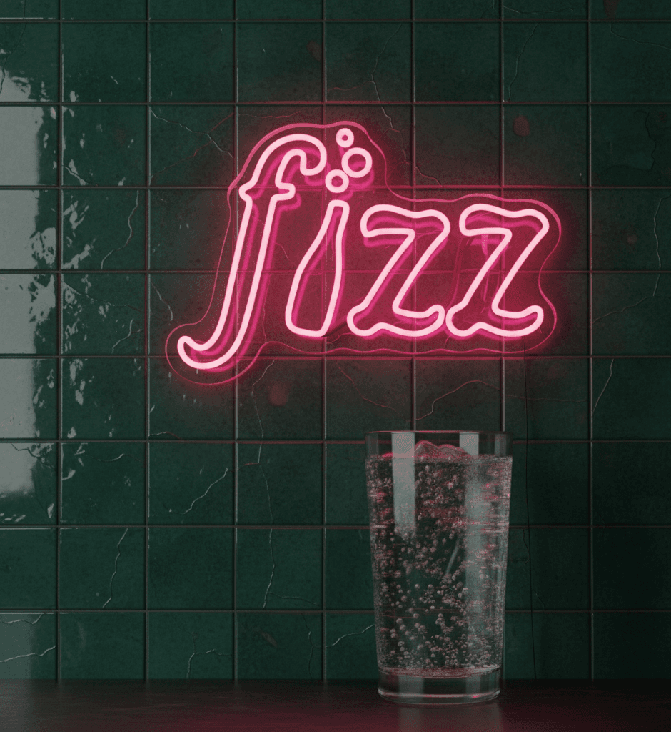 Custom Neon | Fizz Logo Neon Sign | Plug-in LED Neon Flex, Fizz Drink Inspired Neon Light for Bar, Cafe, Home, Party & Shop Wall Decor | 16x24 | Red Glow