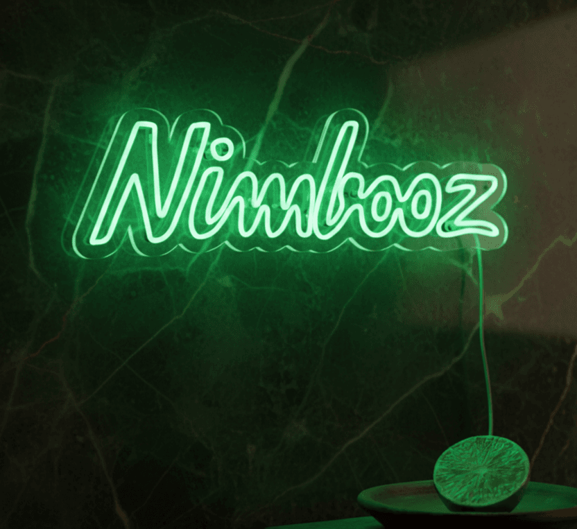 Custom Neon | Nimbooz Logo Neon Sign | Plug-in LED Neon Flex, Nimbooz Lemon Drink Inspired Neon Light for Bar, Cafe, Home, Party & Shop Decor | 10x30 | Green Glow