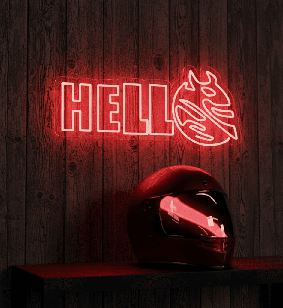 Custom Neon | Hello Devil Neon Sign | Plug-in LED Neon Flex, Premium Battery-Free Wall Mounted Light for Bar, Cafe, Home Decor, Gaming Room, Party | 14x30 | Pink Red