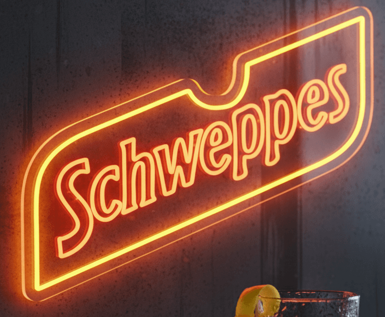 Custom Neon | Schweppes Logo Neon Sign | Plug-in LED Neon Flex, Premium Battery-Free Wall Mounted Light for Bar, Cafe, Home Decor | 26x32 | Orange & Yellow