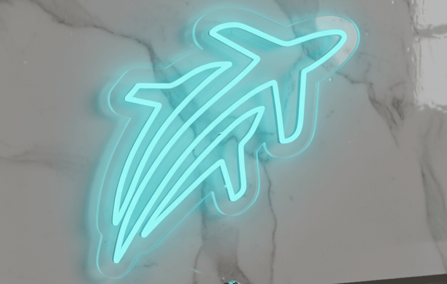 16x16 Airplane Neon Sign LED Wall Decor ? Blue Neon Light Travel Wall Art, Aviation Decor, Custom Plug-in Neon Sign for Bedroom, Gaming Room, Bar, Pilot Gift & Aviation Studio Decoration