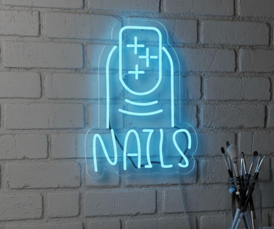 20x15 Nails Neon Sign LED Wall Decor ? Salon Wall Art, Nail Bar Neon Light, Studio Decor, Custom LED Neon Sign, Beauty Salon Decoration, Gaming Room Neon Wall Art, Bedroom & Shop LED Light Sign