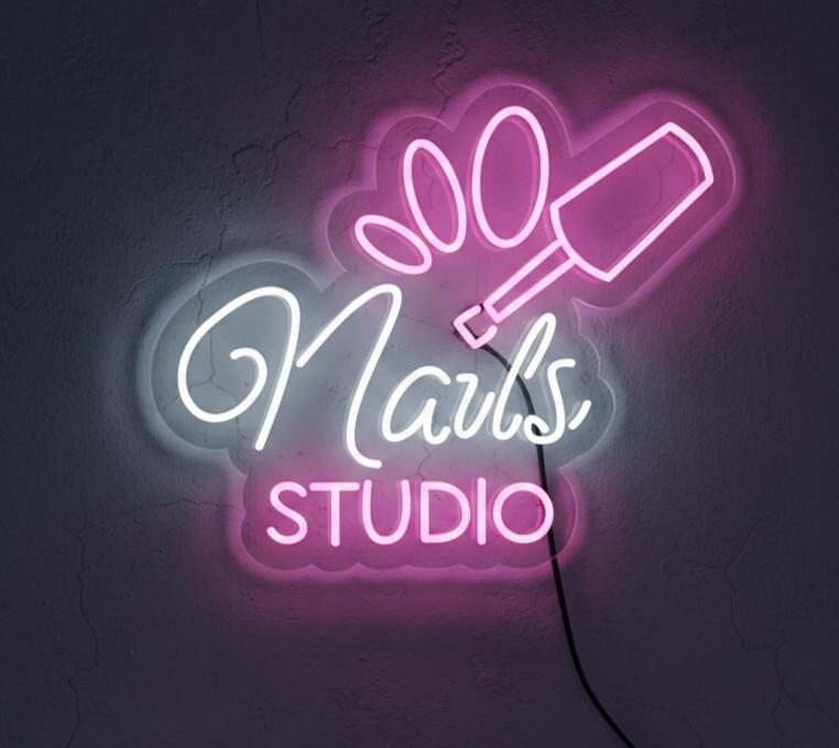 24x20 Nail Studio Neon Sign Wall Decor ? LED Neon Light for Salon Wall Art, Studio Decor, Beauty Spa Sign, Custom Neon Logo, Nail Art Wall Decoration, Bedroom Gaming Neon Wall Light
