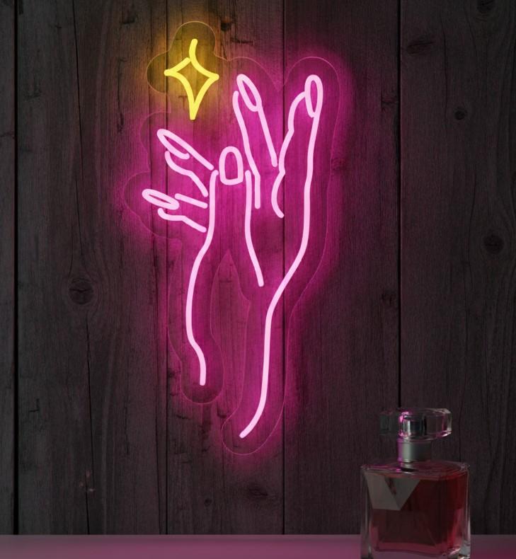 Custom 26x13 Nails Neon Hands Sign LED Wall Decor | Beauty Salon Nail Art Neon Light | Plug-in Flexible LED Neon Sign for Nail Studio, Spa, Tattoo Shop, Barber Shop, Gaming Room