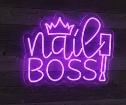 Custom 14x18 Nail Boss Neon Sign LED Wall Decor | Beauty Salon Nail Art Neon Light | Plug-in Flexible LED Neon Sign for Nail Studio, Spa, Tattoo Shop, Barber Shop, Gaming Room & Home Wall Decoration 1
