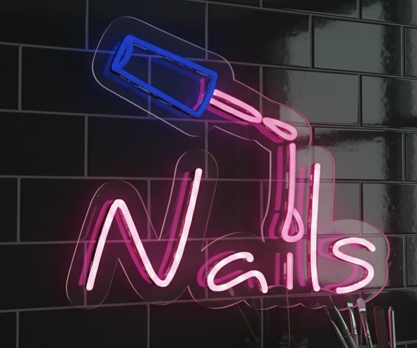 Custom 15x17 Nails Neon Sign LED Wall Decor | Beauty Salon Nail Art Neon Light | Plug-in Flexible LED Neon Sign for Salon, Spa, Barber Shop, Tattoo Studio, Gaming Room & Home Wall Decoration
