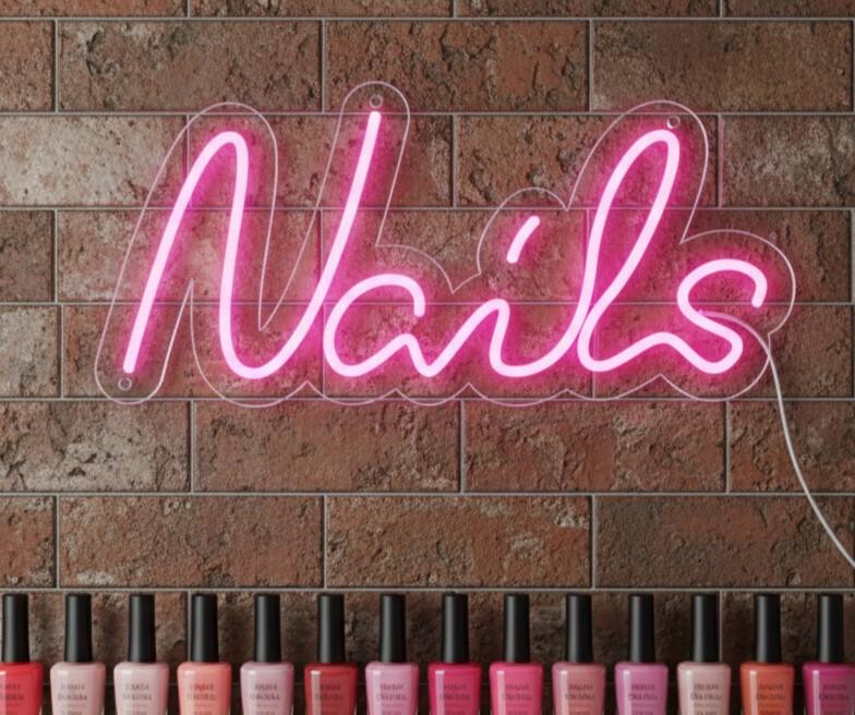Custom 20x21 Nails Neon Sign LED Wall Decor | Beauty Salon Nail Art Neon Light | Plug-in Flexible LED Neon Sign for Salon, Spa, Barber Shop, Tattoo Studio, Gaming Room & Home Wall Decoration