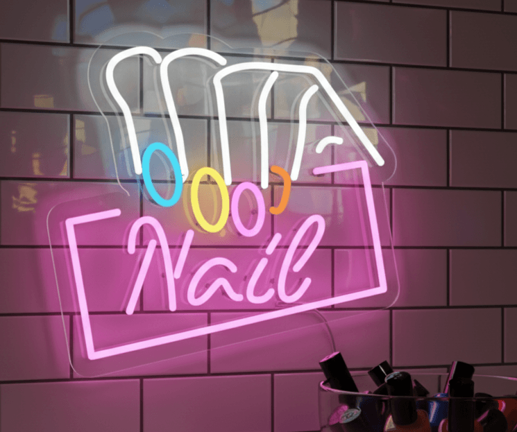 Custom Neon | Nail Neon Sign | Plug-in LED Neon Flex | 15x16 | Pink Purple Blue, Salon Wall Decor, Nail Studio Light, Plug-in Beauty Sign, Flexible Neon Nail Art Display |