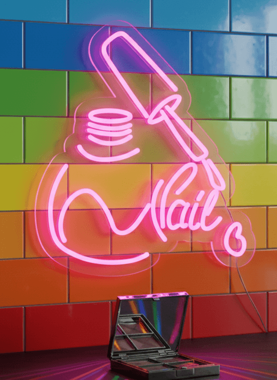 Custom Neon | Nail Polish Neon Sign |Plug-in LED Neon Flex Beauty Wall Art Decor | 17x15 | Pink, Flexible LED Neon, Salon Wall Decoration, Nail Art Light Up Sign