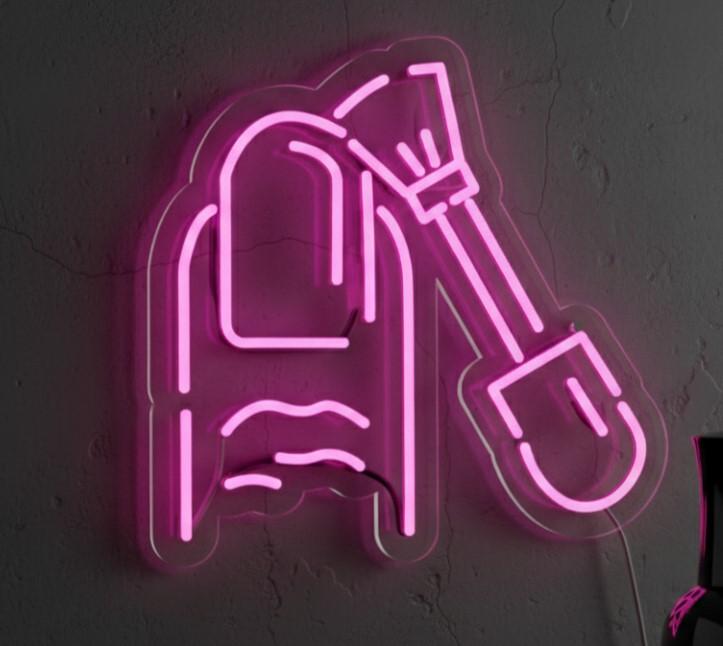 Custom Neon | Nail Brush Neon Sign |Flexible LED Plug-in Beauty Salon Wall Decor | 16x16 | Pink