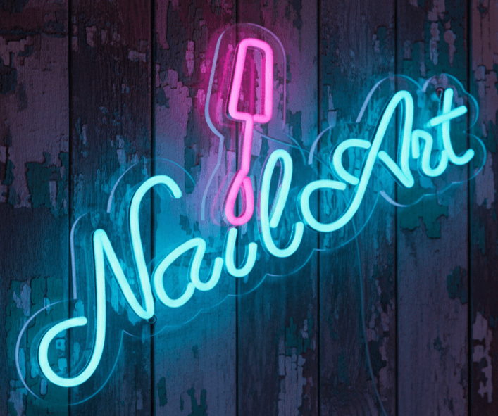 Custom Neon | Nail Art Neon Sign | Energy-Efficient LED Flex Wall Decor for Nail Salons, Beauty Studios & Home Art Spaces | 15x19 | Pink & Blue