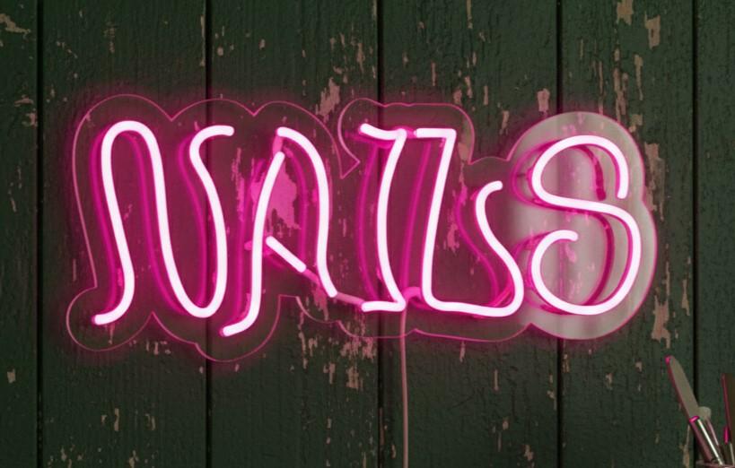 Custom Neon | Nails Neon Sign | Energy-Efficient LED Flex Wall Art for Beauty Salons, Nail Studios & Home Decor | 9x21 | Pink