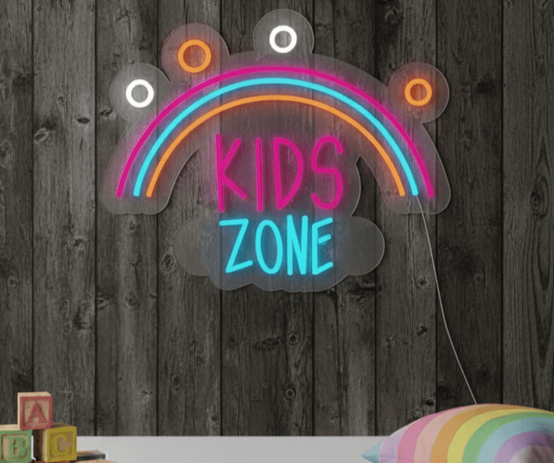 Kids Zone Neon Sign | Neon Flex Kids Zone | Plug in Kids Zone Sign |  Neon Sign Kids | Rainbow Kids Zone LED Sign | Neon Sign for Kids Room | Kids Play Area Neon Light | 18x22