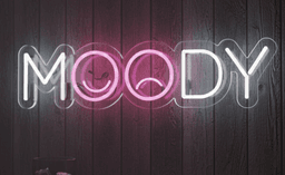 MOODY – A Playful Logo Design Featuring Contrasting Emotions with Happy and Sad Faces in the Double O's, Representing the Dual Nature of Human Moods in a Stylish, Modern, and Minimalistic Way 1