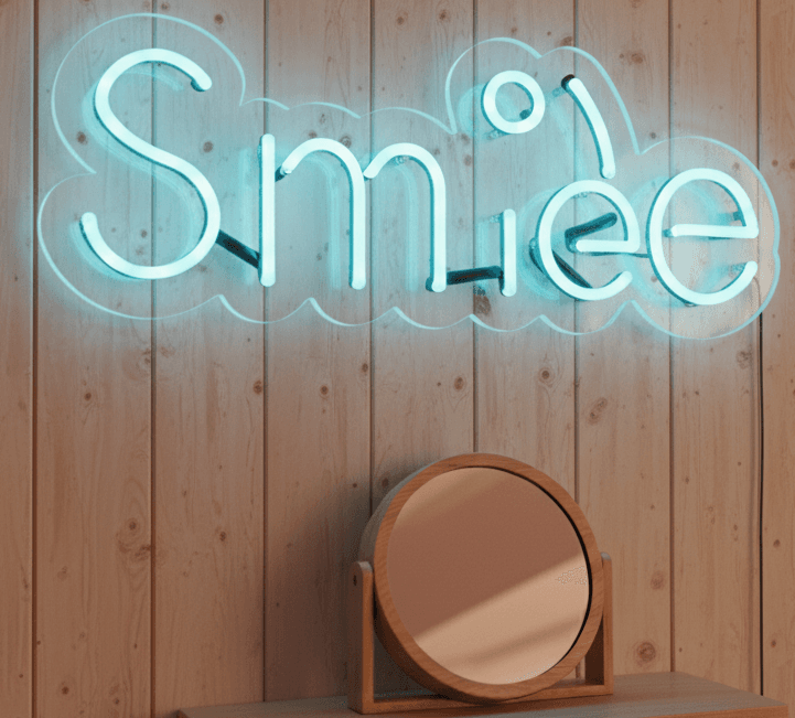 Custom Neon | Smile Word Neon Sign with Happy Emoticon | Blue & White LED Neon Flex Light Wall Decor for Bedroom, Cafés, Lounges, Gaming Rooms, Events & Gifting | Plug-in Waterproof Flexible Neon