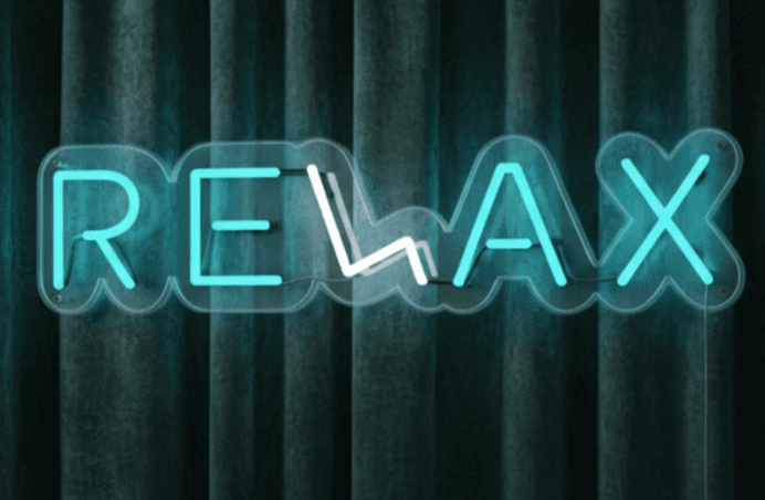 Custom Neon | Relax Word Neon Sign with Zigzag L Design | Modern Blue & White LED Neon Wall Light for Bedrooms, Lounges, Cafés, Spas, Offices, Events and Gifting | 6x24 | Blue & White