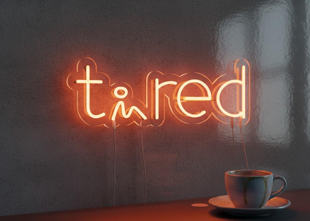 Custom Neon | Tired Word Neon Sign | Stylish Orange LED Neon for Bedrooms, Dorm Rooms, Offices, Cafés, Lounges, Events and Personalized Gifting | 8x21 | Orange