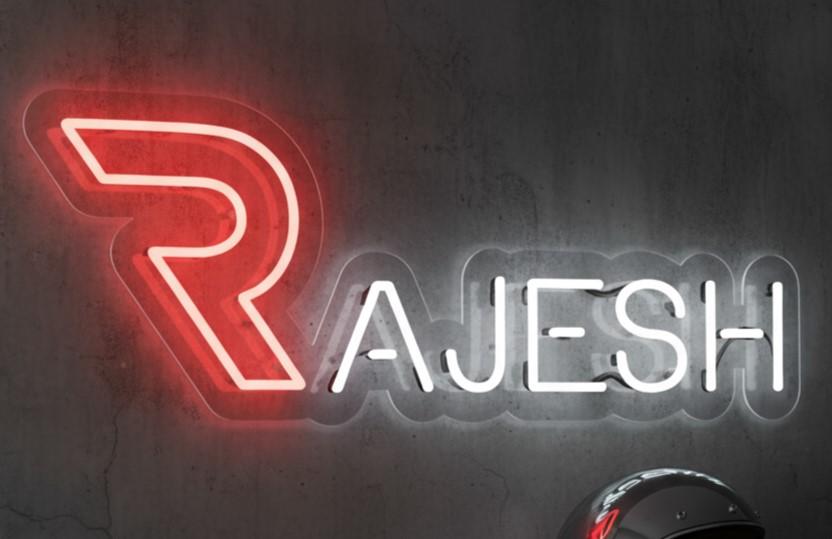 10x24 Custom Neon Sign �Rajesh� � Personalized LED Neon Name Sign in Red & White � Wall Light for Bedroom, Events, Home D�cor & Gifting � Modern Custom Neon Wall Art
