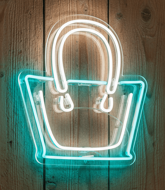 Custom Neon | Tote Handbag Neon Sign | Chic Fashion-Inspired LED Wall Light for Boutiques, Retail Displays, Bedroom décor, Vanity Corners & Event Styling | 20x19 | Blue and White Accent Lighting