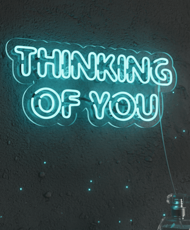 Thinking of You Neon Sign 30x13,  Plug-in Neon Flex, Custom Romantic LED Wall Light, Premium Durable Electric Neon Decor, Stylish Battery Free Sign for Bedroom, Home, Couple Gift