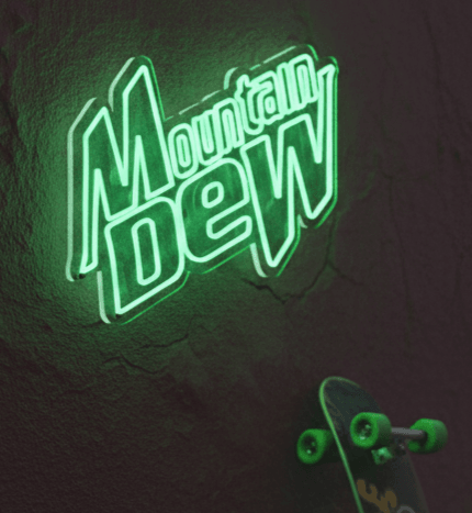 Custom Neon | Mountain Dew Logo Neon Sign |  LED Flex Light Plug-in Wall décor for Home, Bar, Caf, Bedroom | Durable, Battery-Free Vibrant Retro Design Green Glow | 34x30