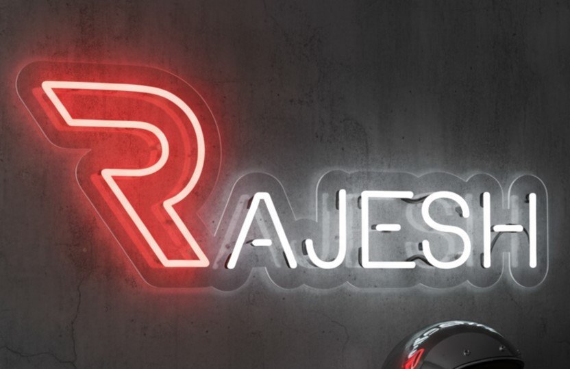 10x24 Custom Neon Sign Rajesh – Personalized LED Neon Name Sign in Red & White – Wall Light for Bedroom, Events, Home décor & Gifting – Modern Custom Neon Wall Art