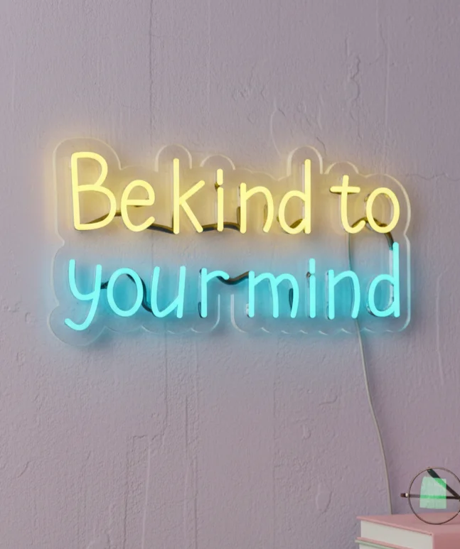 Be Kind to Your Mind Neon Sign 24x13 LED Wall Light, Neon Wall Decor for Bedroom, Room Light Decorative, Warm White Wall Light, Birthday Decor, Custom Neon Sign, Aesthetic Room Decor Gift