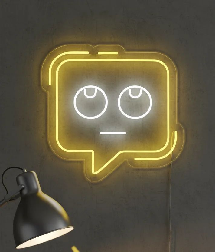 Confused Chat Neon Sign 24x23 | Plug-in LED Neon Flex Wall Light | Custom Neon Decor | Bollywood Book, Hindi Cinema Books, Did You Know, Animal Book, Coloring Book, Fun Kids Decor