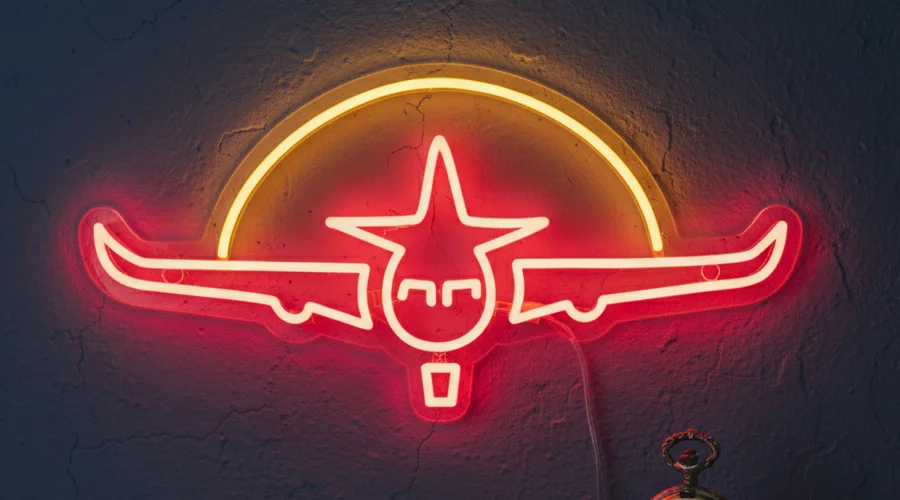 12x24 Airplane Neon Sign Red Yellow LED Neon Light Aviation Decor, Plug-in Custom Neon Flex Travel Wall Art, Airplane Room Decor, Gaming Neon Sign, Bar Neon Light, Aviation Gift, Home Wall Decor