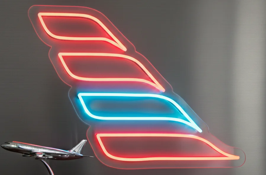 17x23 Airplane Neon Sign LED Wall Decor ? Red & Blue Neon Light Travel Wall Art, Aviation Decor, Custom Plug-in Neon Sign for Bedroom, Gaming Room, Bar, Pilot Gift, Aviation Studio Decoration