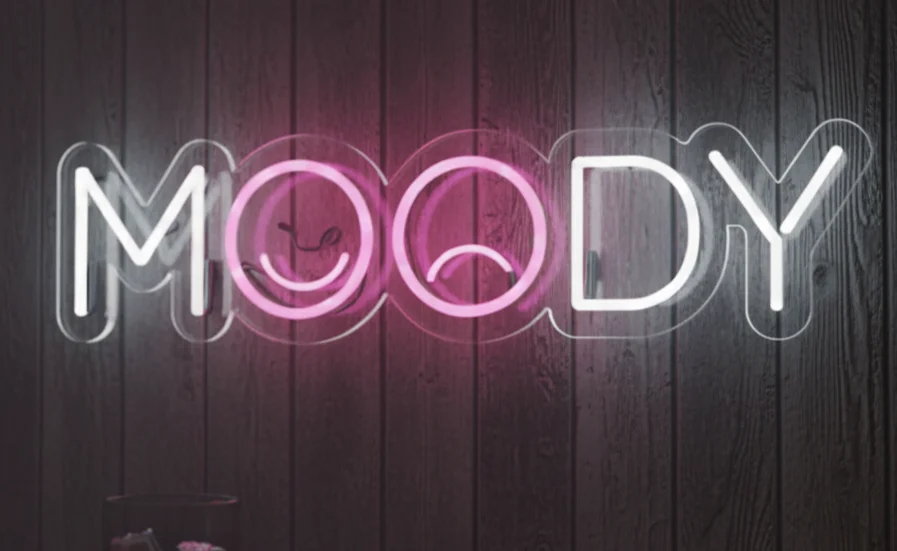 �MOODY � A Playful Logo Design Featuring Contrasting Emotions with Happy and Sad Faces in the Double O�s, Representing the Dual Nature of Human Moods in a Stylish, Modern, and Minimalistic Way�