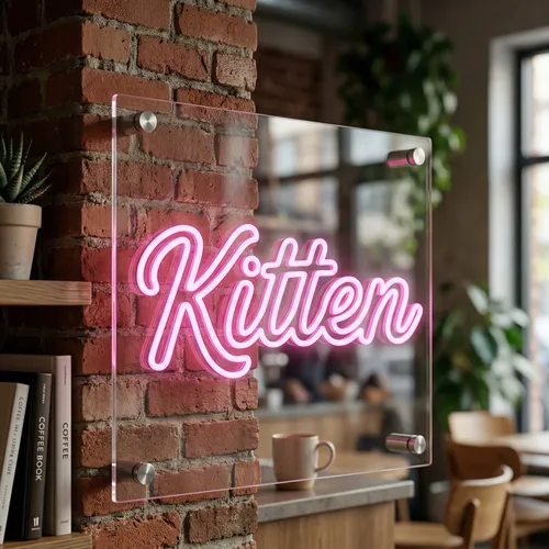 Kitten UV Neon Sign