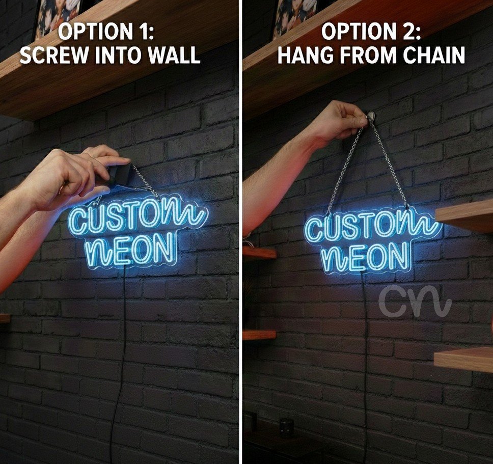 Custom Neon | Abstract Swirl Neon Sign | 24x19 Inches | Ice Blue Neon Sign 5