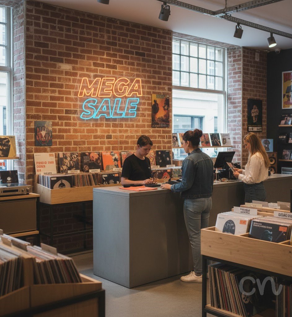 Custom Neon | Mega Sale Neon Sign | 15x23 | Orange Light Blue Neon Sign for Retail and Decor 2